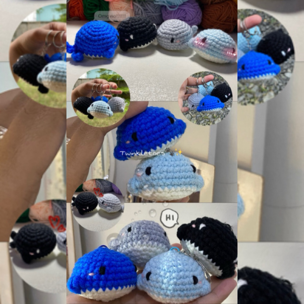 Jual Rajutan Gantungan Kunci Amigurumi Ikan Paus/Whale Keychain ...