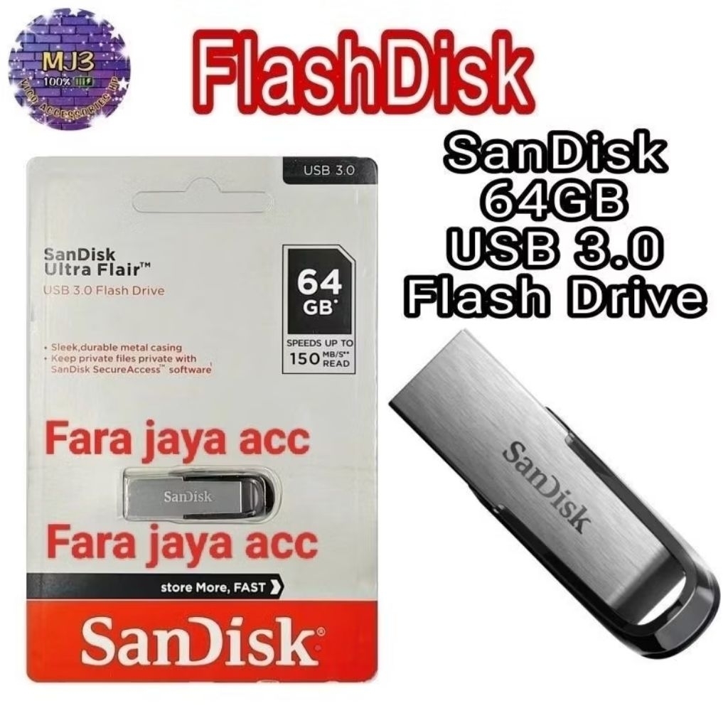 Jual Flashdisk Sandisk Ultra Flair 64GB USB 3.0 Flash Drive Kapasitas ...