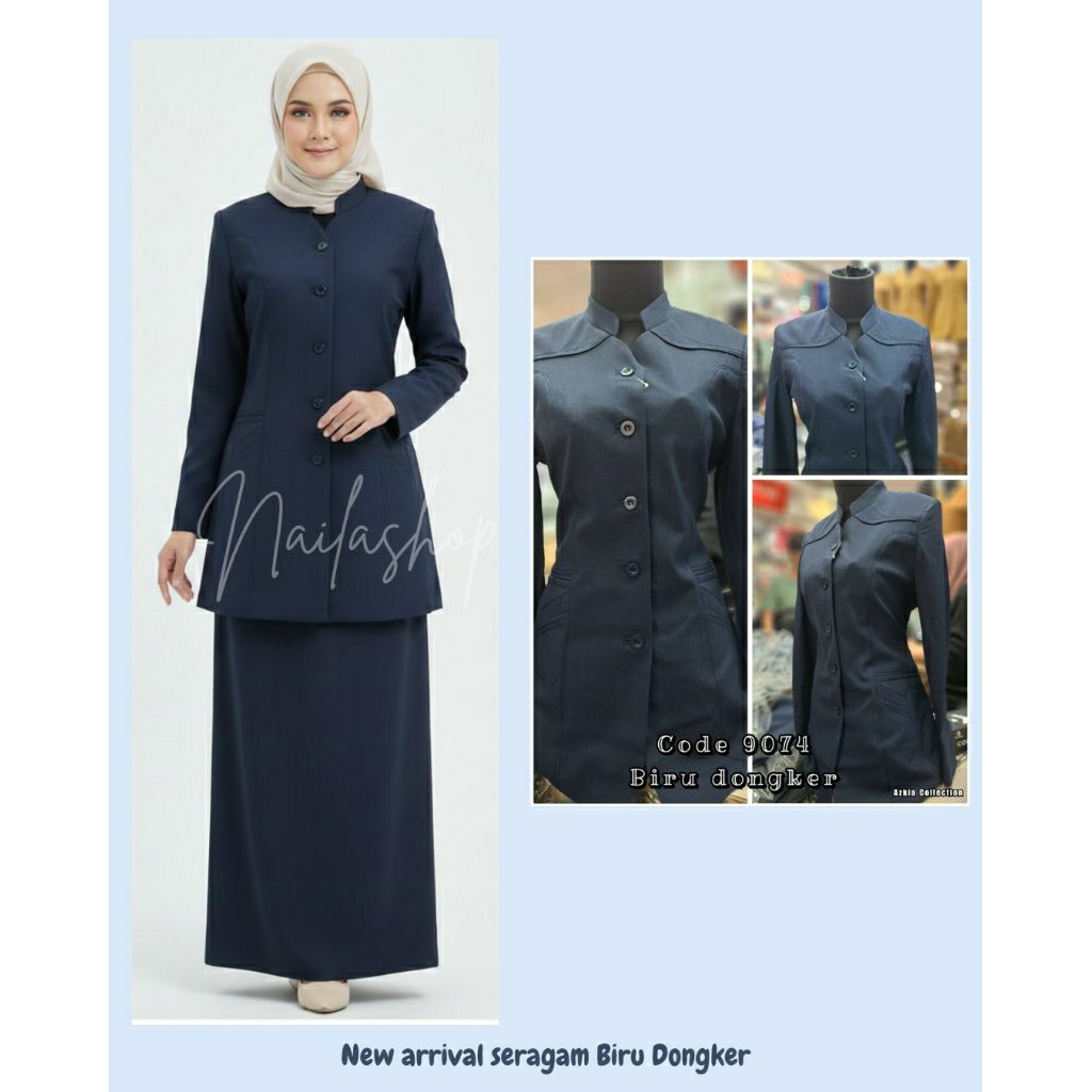 Jual SETELAN BAJU SERAGAM KERJA BIRU DONGKER GURU WANITA KEREN READY ...