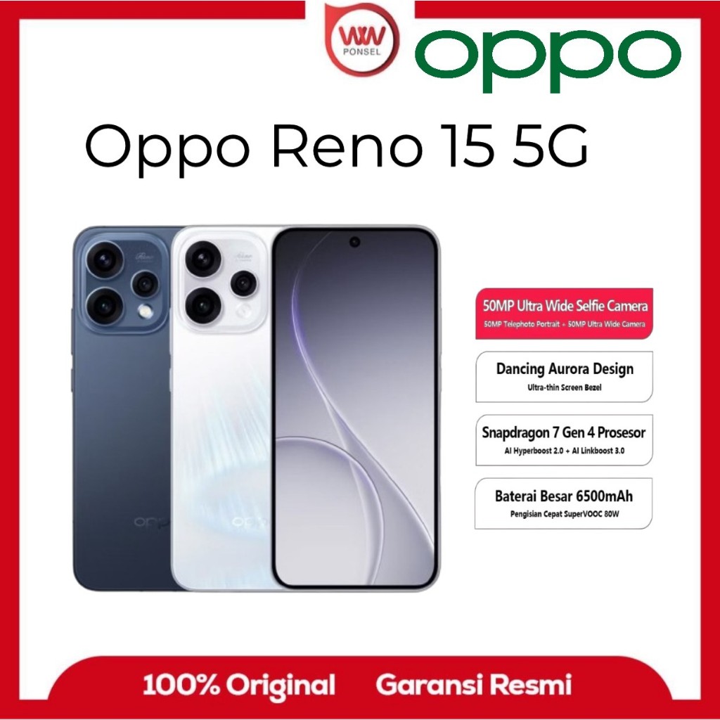 Jual Hp Oppo Reno 15 5G Ram 8GB Internal 256GB Resmi Garansi | Shopee ...
