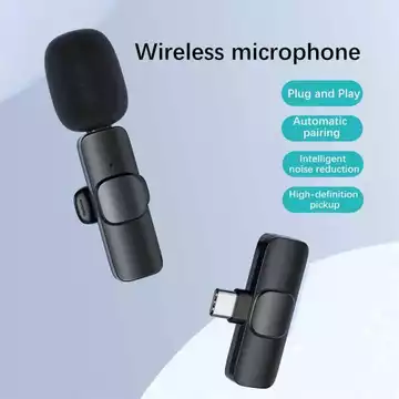 MS K8 Mic Wireless Clip On Konten Kreator Microphone Lavalier HP USB Type C Plug Play
