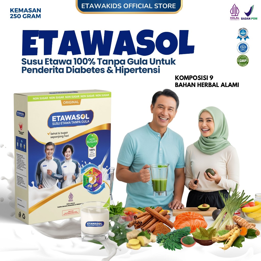 Susu Diabetes & Hipertensi Etawasol Solusi Sehat untuk Diabetes, Hipertensi & Asam Urat 1Box