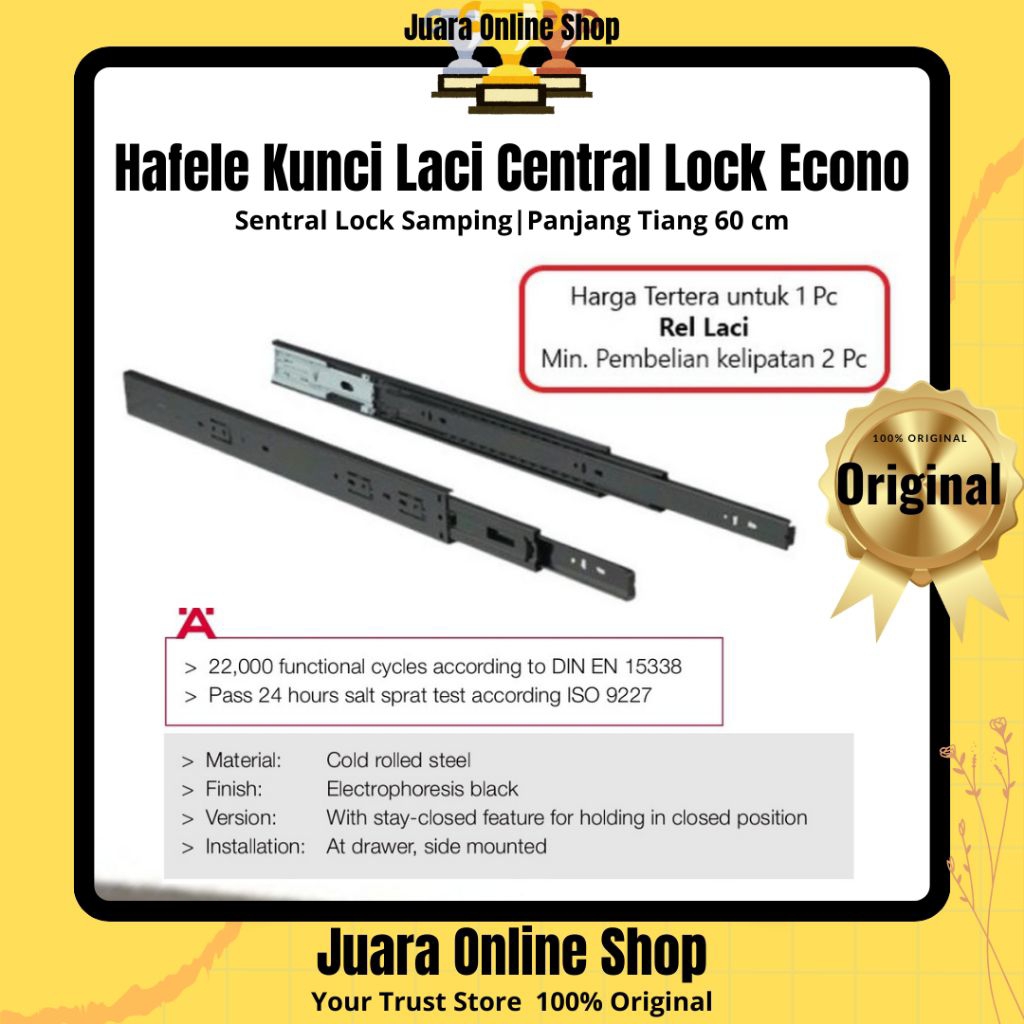 Jual HAFELE REL DOUBLE TRAK BALL BEARING RUNNERS - REL DOUBLE TRACK ...