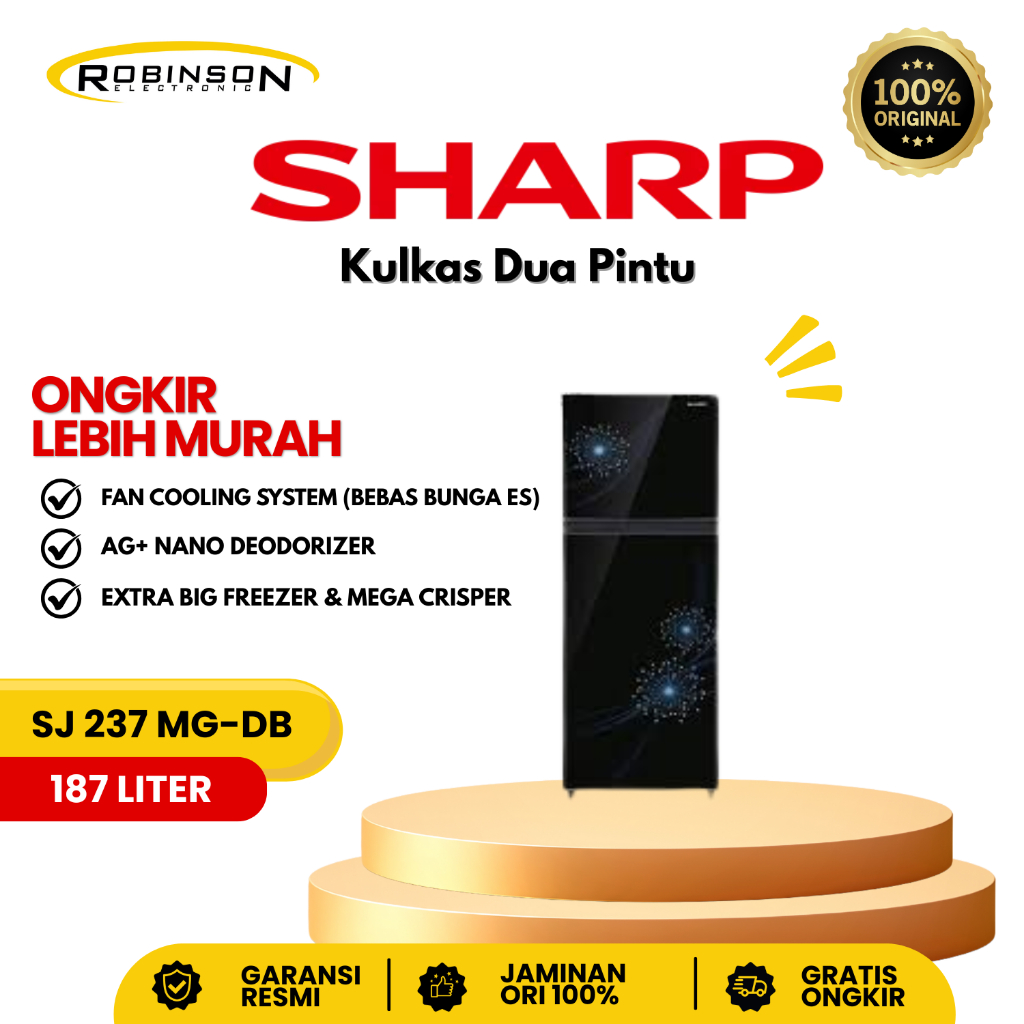 Jual Kulkas Sharp 2 Pintu SJ 237 MG-DB/DP 187 Liter | Shopee Indonesia