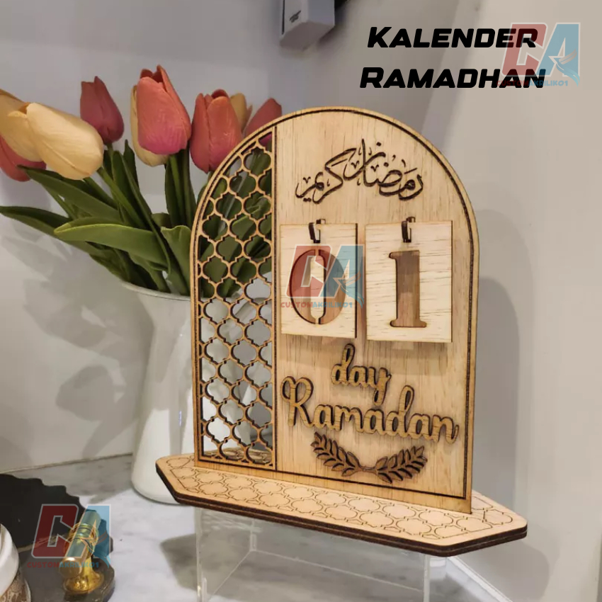 Kalender Ramadan Pengingat Hari Playwood 2.5-3mm Laser Cutting Ruang Tamu
