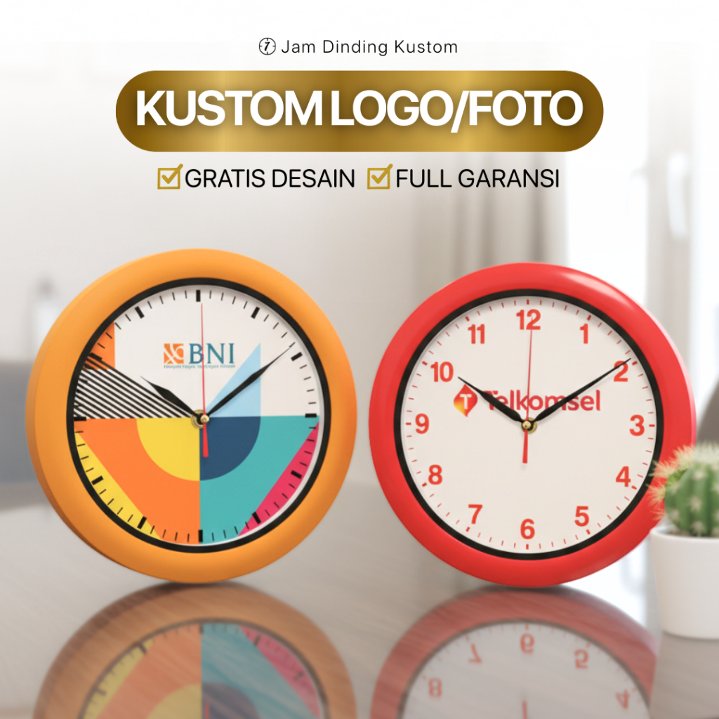 Jual Jam Dinding Kustom Logo Perusahaan Corporate UMKM Dekorasi Rumah ...
