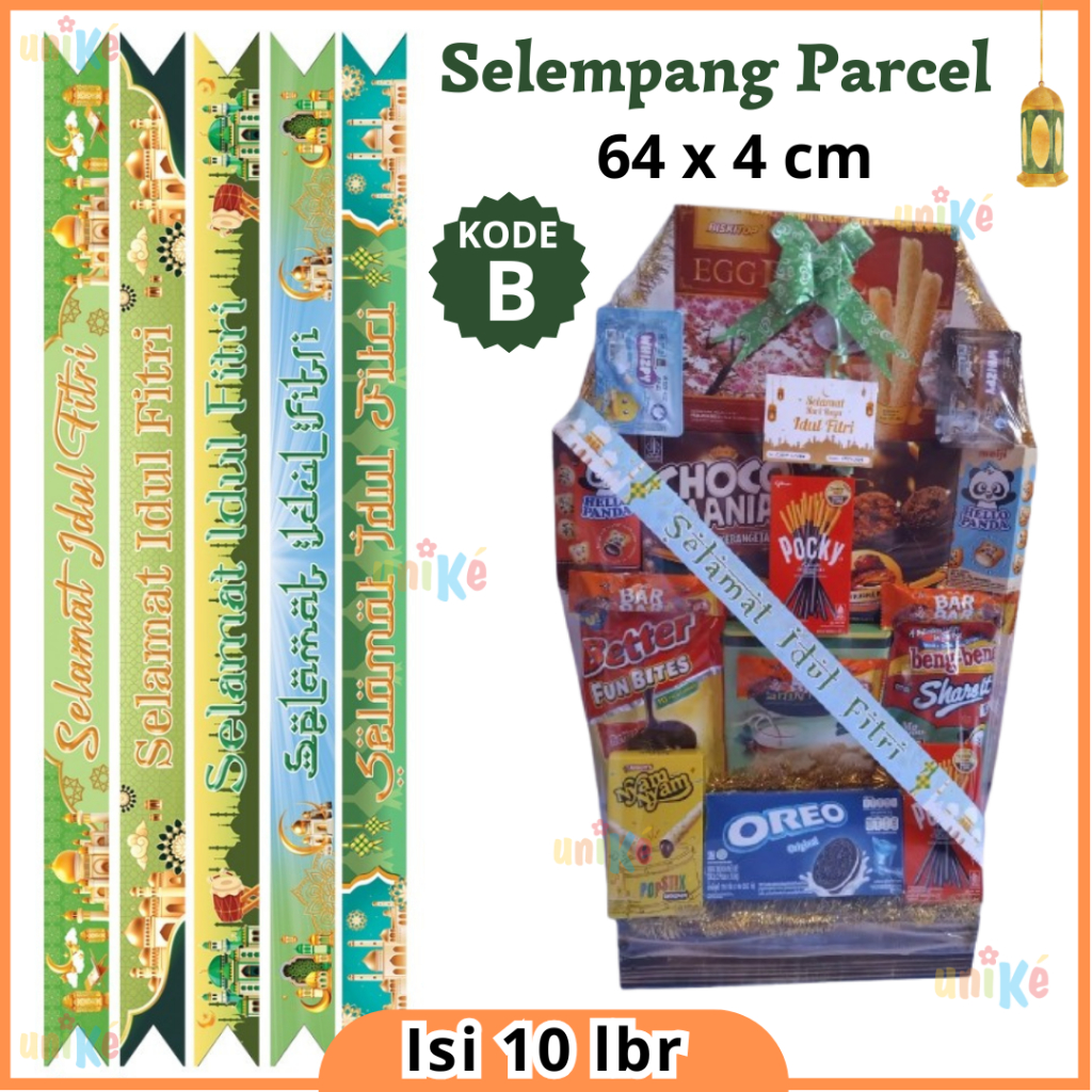 10Pcs - Pita Selempang Parcel B 64x4 cm Idul Fitri Parsel Lebaran Ramadhan Eid Mubarak Paper belt