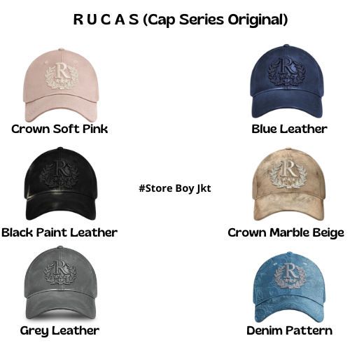 Jual RUCAS Topi Cap Crown Soft Pink Black Paint Leather Blue Marble ...