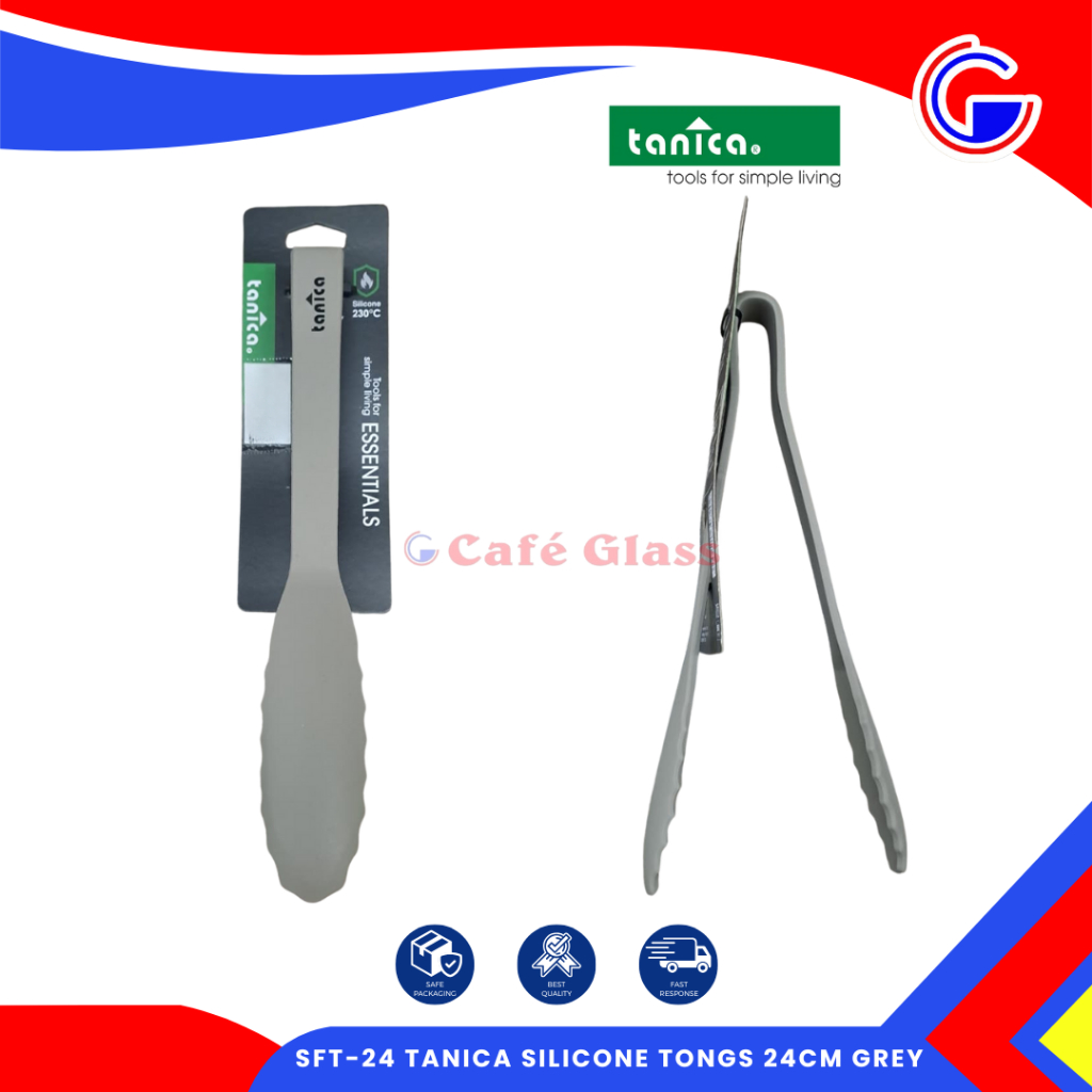 Tanica Silicone Tongs 24Cm Grey - Sft-24 - Penjepit Makanan Anti Panas - Japitan Silikon Aesthetic