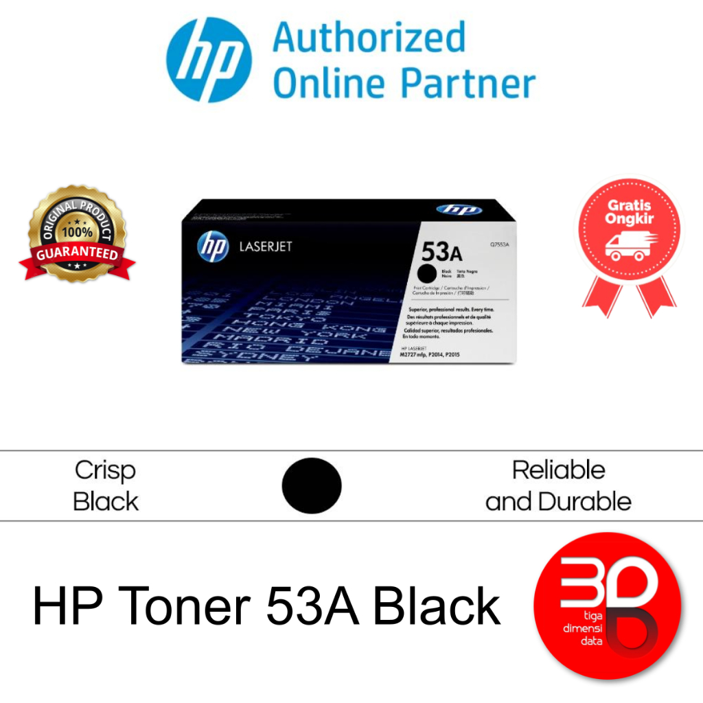 HP Toner 53A Black LaserJet Cartridge Original [Q7553A]