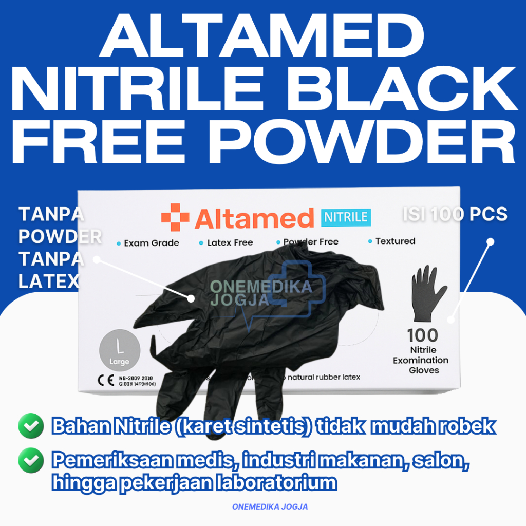 Jual Sarung Tangan Nitrile Altamed Tanpa Powder / Handscoon Hitam ...