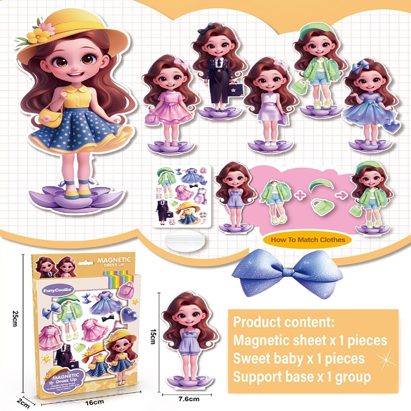 strapless open back dress Wooden Magnetic Dress Up Doll