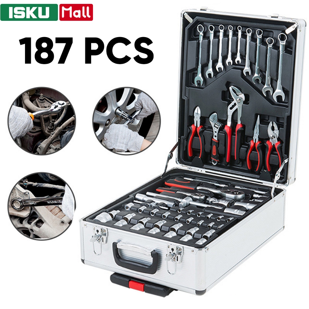 Jual ISKU Tool Set 187 Pcs Koper Trolley Aluminium Tool Kit Lengkap ...