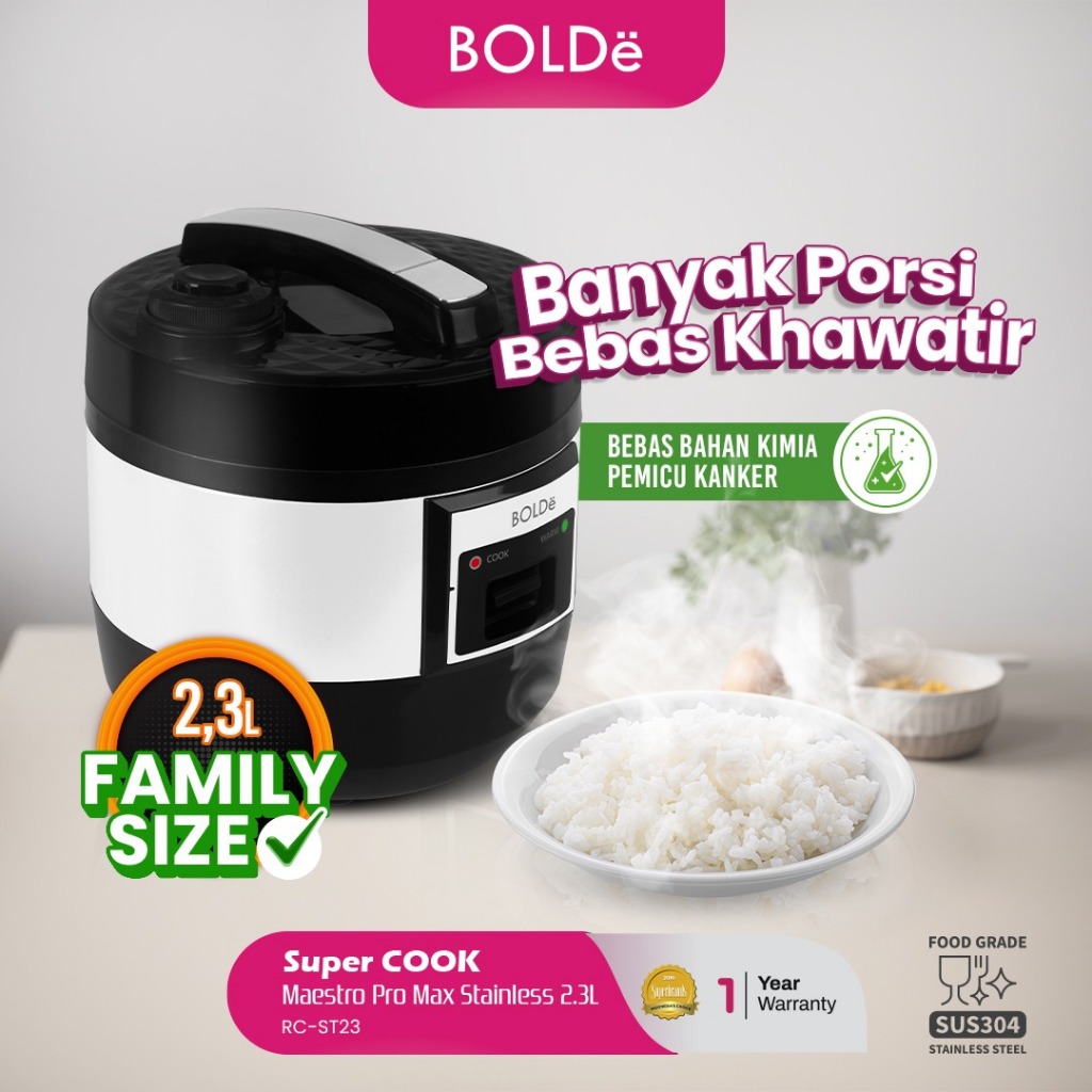 Jual BOLDE SUPER COOK MAESTRO PRO MAX STAINLESS 2,3 L Rice Cooker Porsi ...