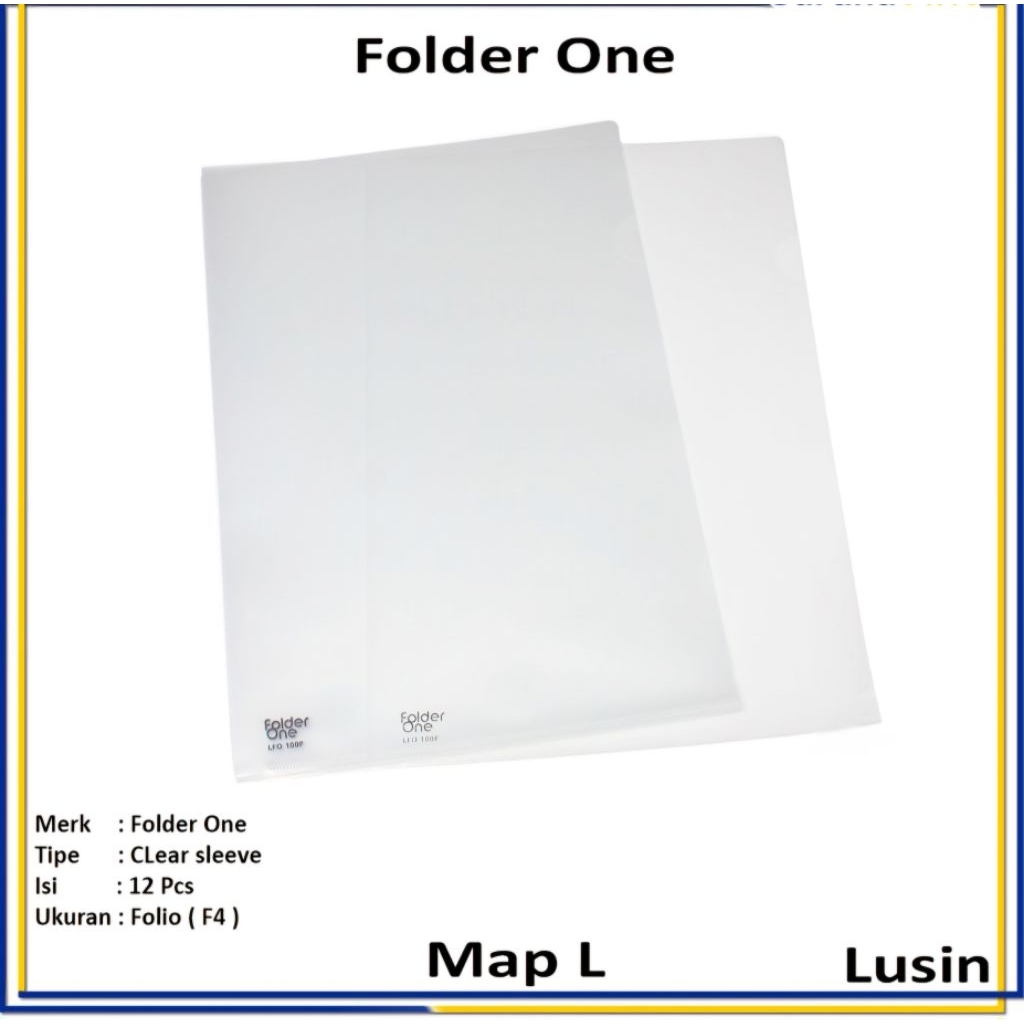 Jual Folder One Map Plastik L Clear Sleeves Folio Folder One 12 Pcs ...
