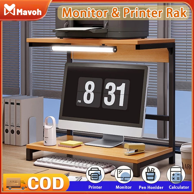 Jual Rak Stand Monitor Kayu 48cm/60cm Serbaguna Penyangga Laptop Meja ...