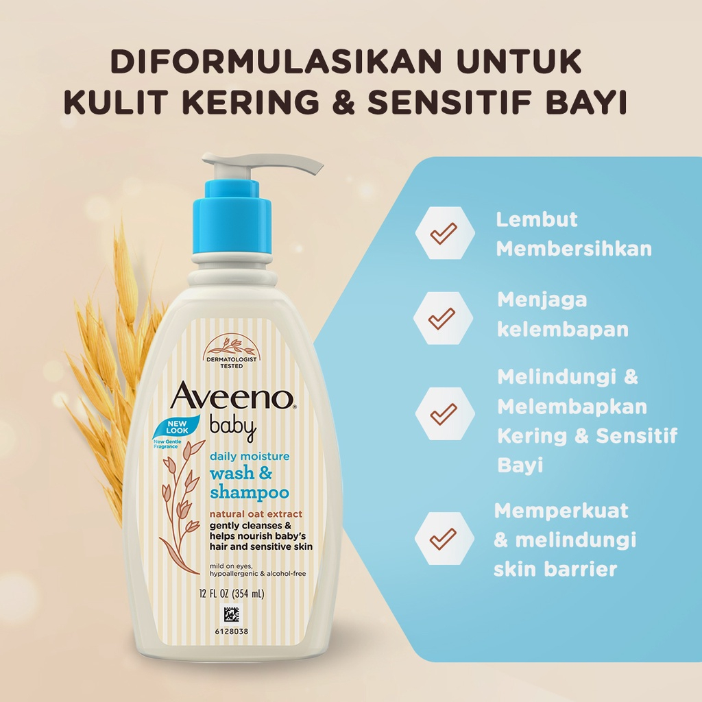 Jual AVEENO BABY DAILY MOISTURE WASH & SHAMPOO 354ML | Shopee Indonesia