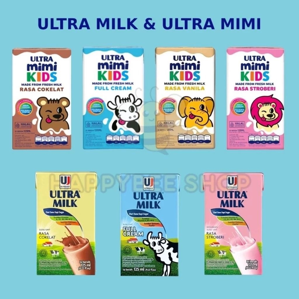 Jual Ultra Mimi / Ultra Milk UHT 125ml x 40pc - Full Cream / Cokelat ...