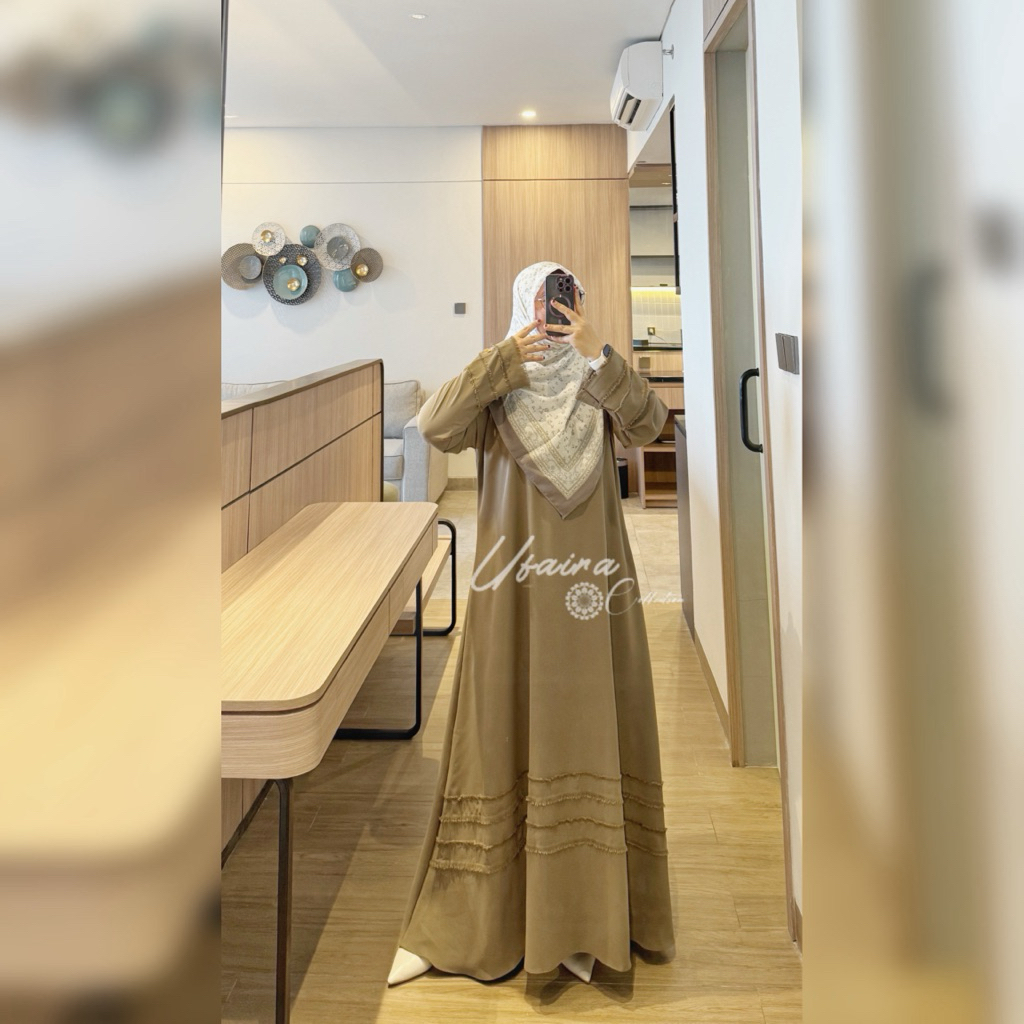 Ufaira Olshop~Abaya Gamis Sherine Wanita Muslim Simple Elegan