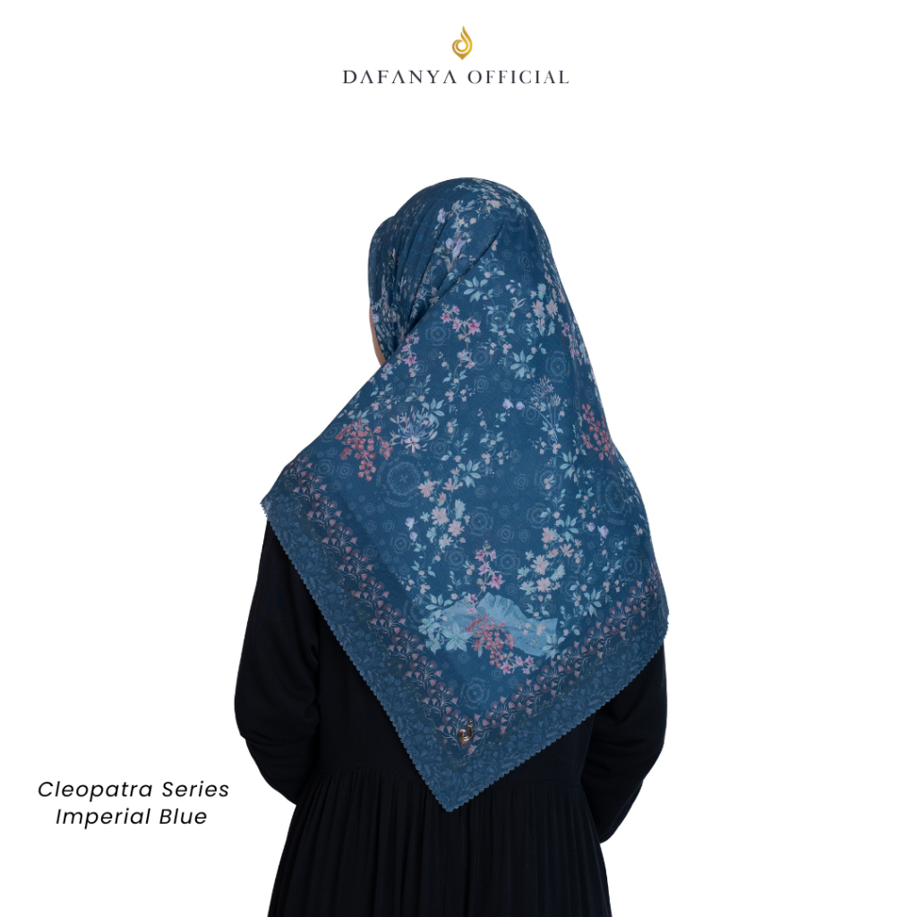 DAFANYA Cleopatra Series Jilbab Motif Floral Kerudung Segi Empat Hijab Scarf Bahan Voal Laser