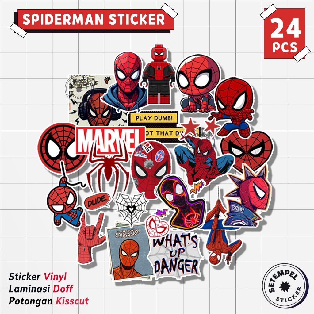 Jual SPIDERMAN Sticker Pack 24pcs | stiker spiderman vinyl | Shopee ...