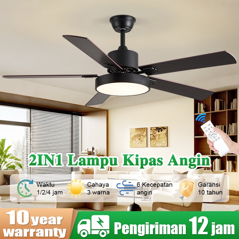 Jual GOGEOUS COD Lampu Kipas Angin Gantung Retro 3 Warna Remote Control ...