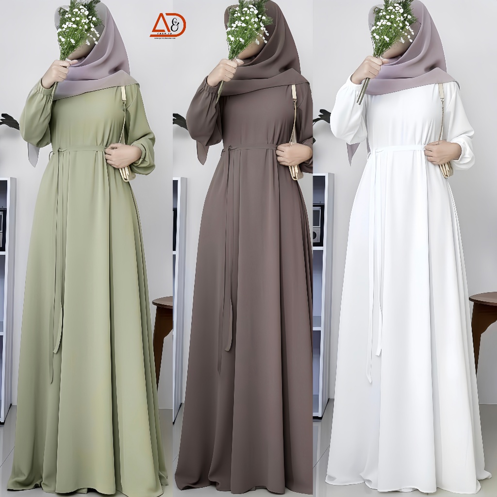 Gamis lebaran 2025 model gamis terbaru Busui friendly Crinkle airflow S M L XL XXL