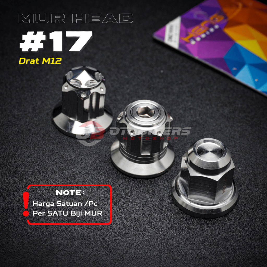 Jual Mur HEAD 17 drat M12 / untuk As roda 12 mm Topi stainless Original ...