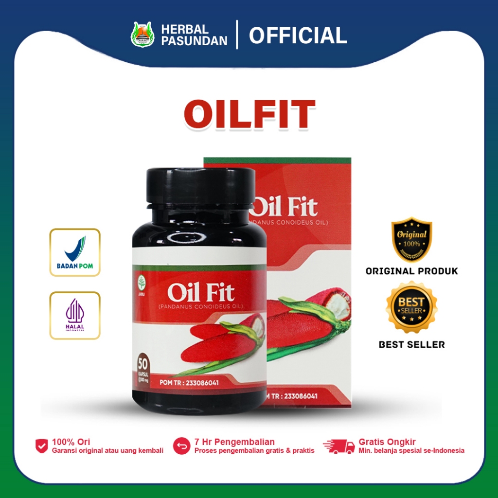 Oil Fit Kapsul Original 50 Kapsul Ekstrak Minyak Buah Merah Papua Asli Multikhasiat BPOM Halal MUI