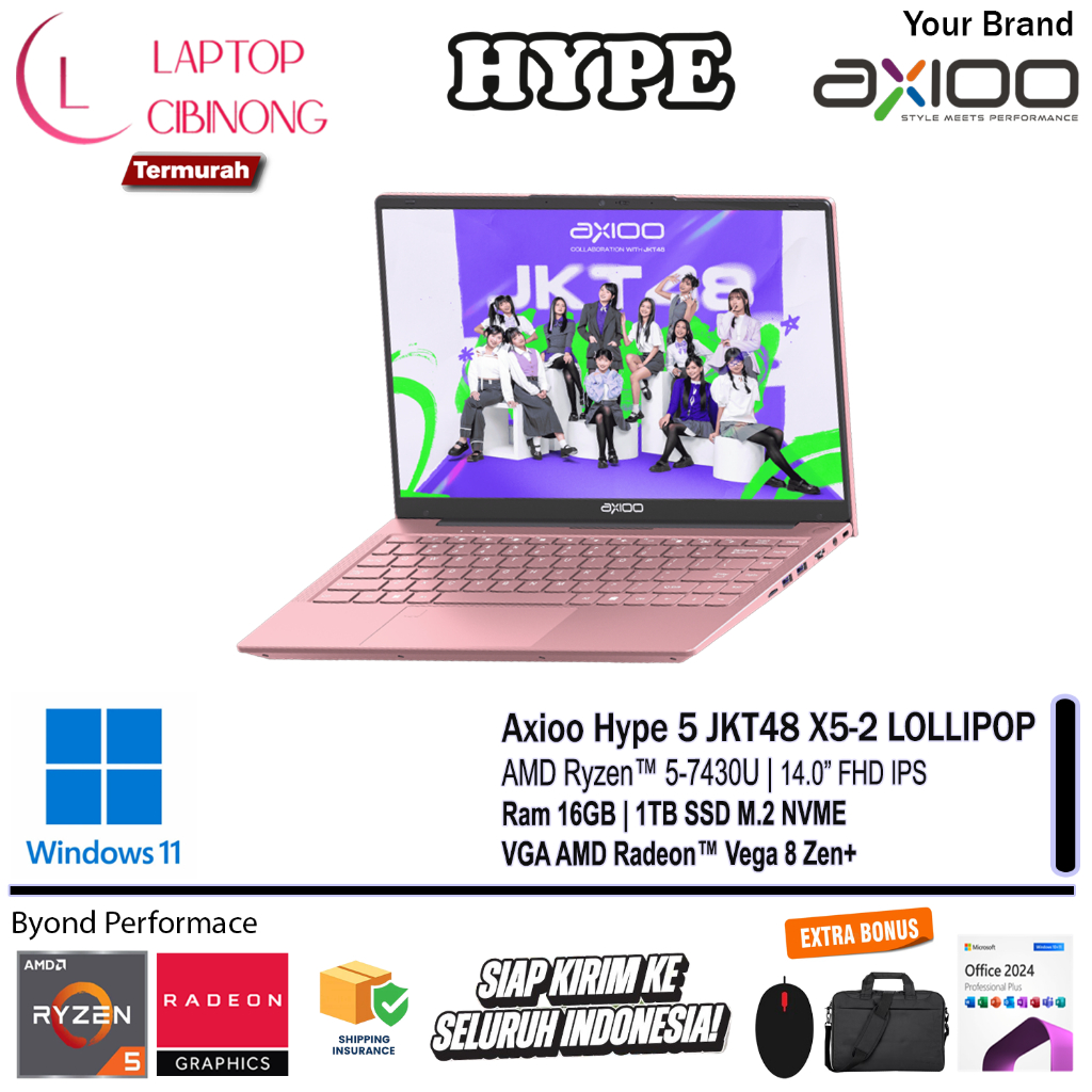 Jual Laptop Axioo Lollipop Edition Hype 5 AMD X5-2 Ryzen 5 7430U FHD ...