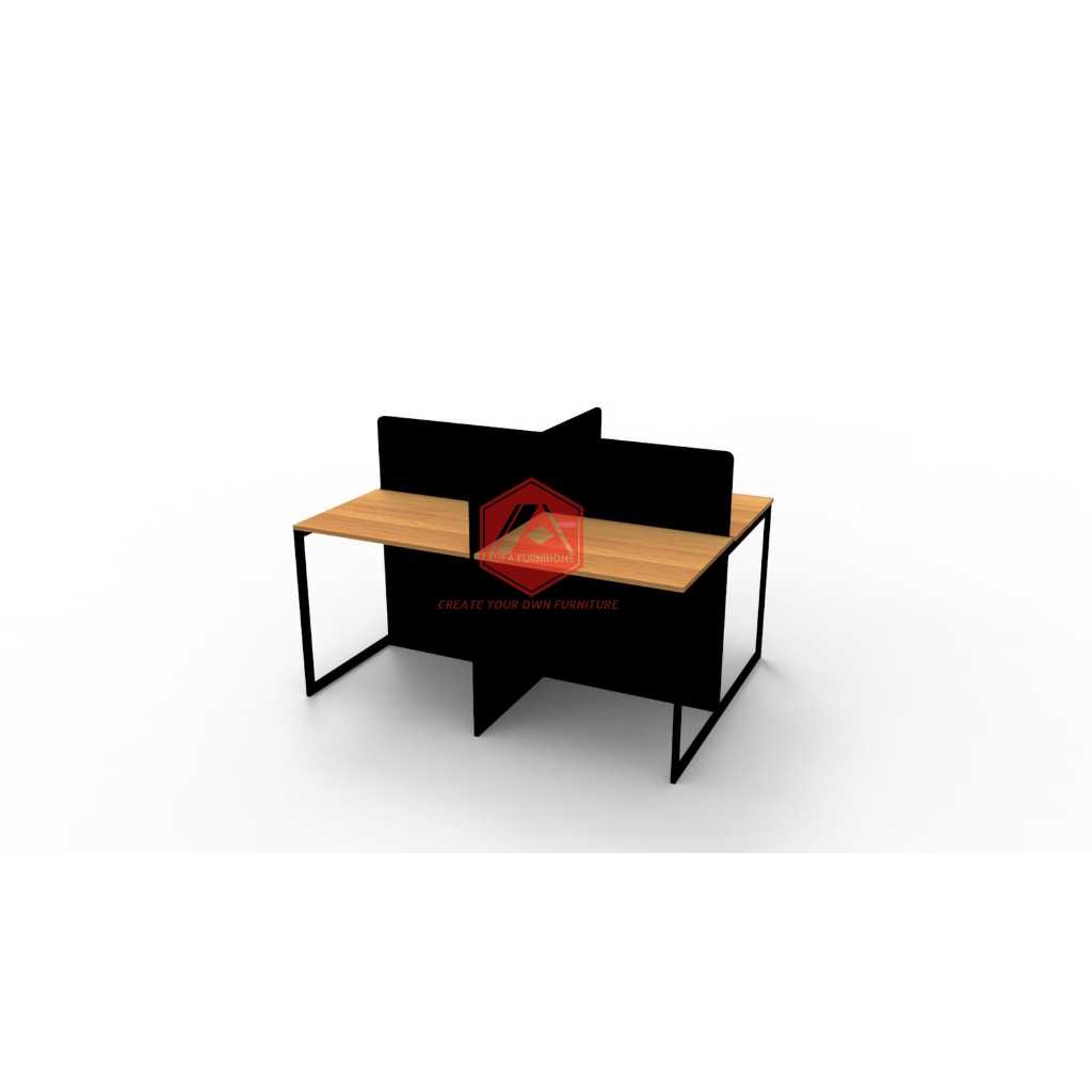 Jual Meja Kantor kerja Partisi 4 orang staff Kaki Besi Sekat Aesthetic ...