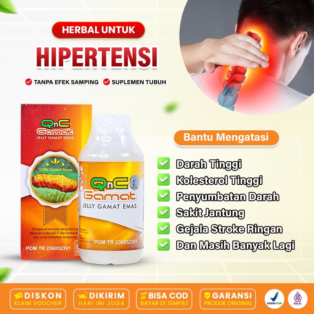 Obat Hipertensi Mengatasi Mencegah Komplikasi Darah Tinggi Herbal Alami QnC Jelly Gamat Emas BPOM