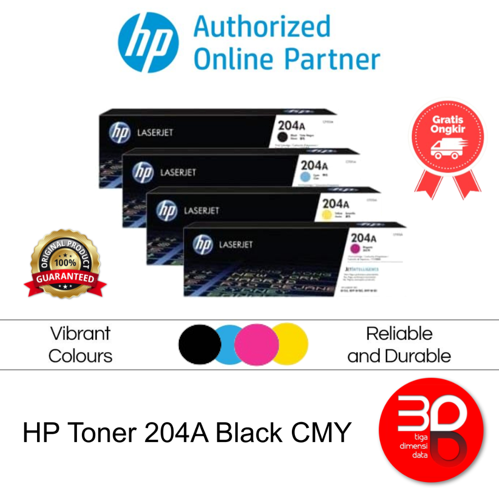 HP Toner 204A Black Cyan Magenta Yellow LaserJet Cartridge Original [CF510A CF511A CF512A CF513A]