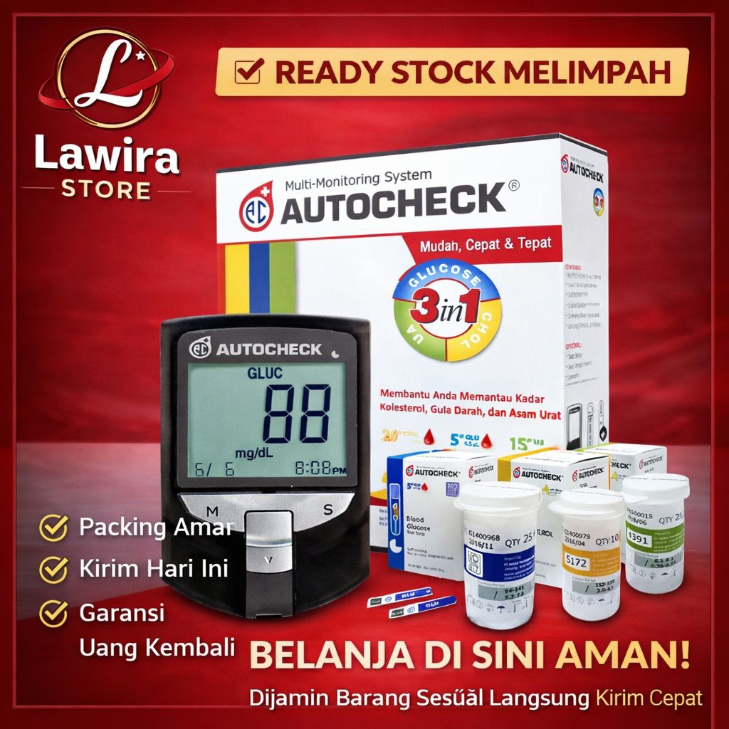 Jual Alat Cek darah 3in1 AUTOCHECK Cek gula darah, kolesterol dan asam ...