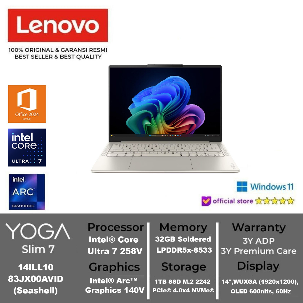 Jual LENOVO YOGA Slim 7 OLED 14ILL10 83JX00AVID Core Ultra 7 258V 32GB ...