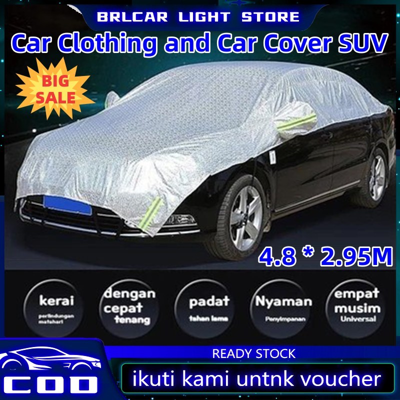 Ready Stok Penutup Mobil Universal Setengah Pelindung Matahari Tahan Air Pelindung Debu Hujan untuk Sedan SUV Hatchback