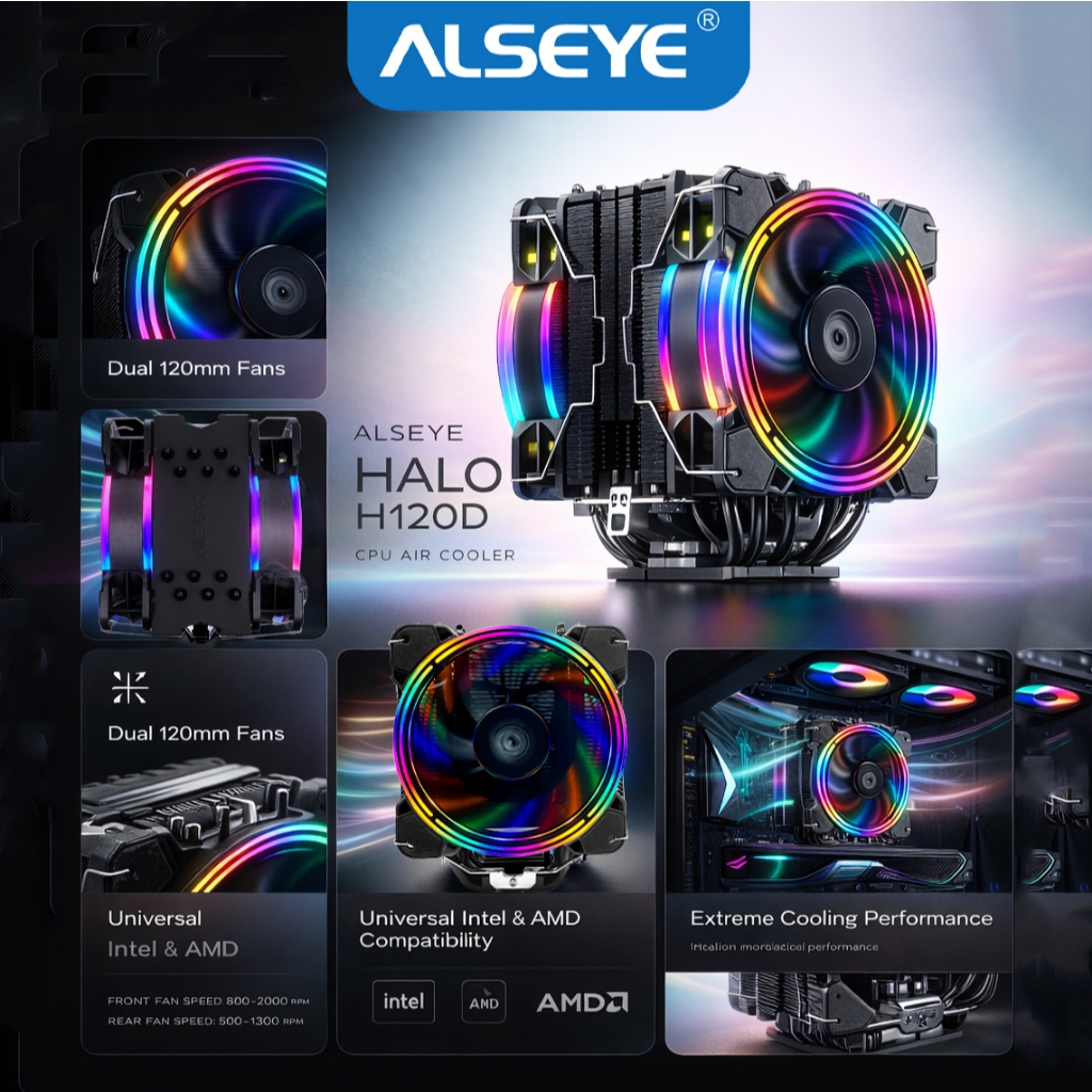 Jual Alseye Fan Processor Double Tower H120D RGB CPU Cooler Intel Amd ...