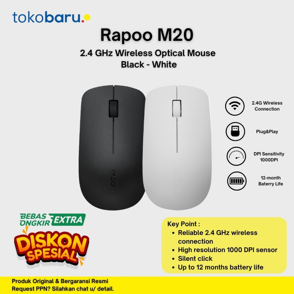 Jual Mouse Rapoo M20 Plus Silent Wireless | Shopee Indonesia