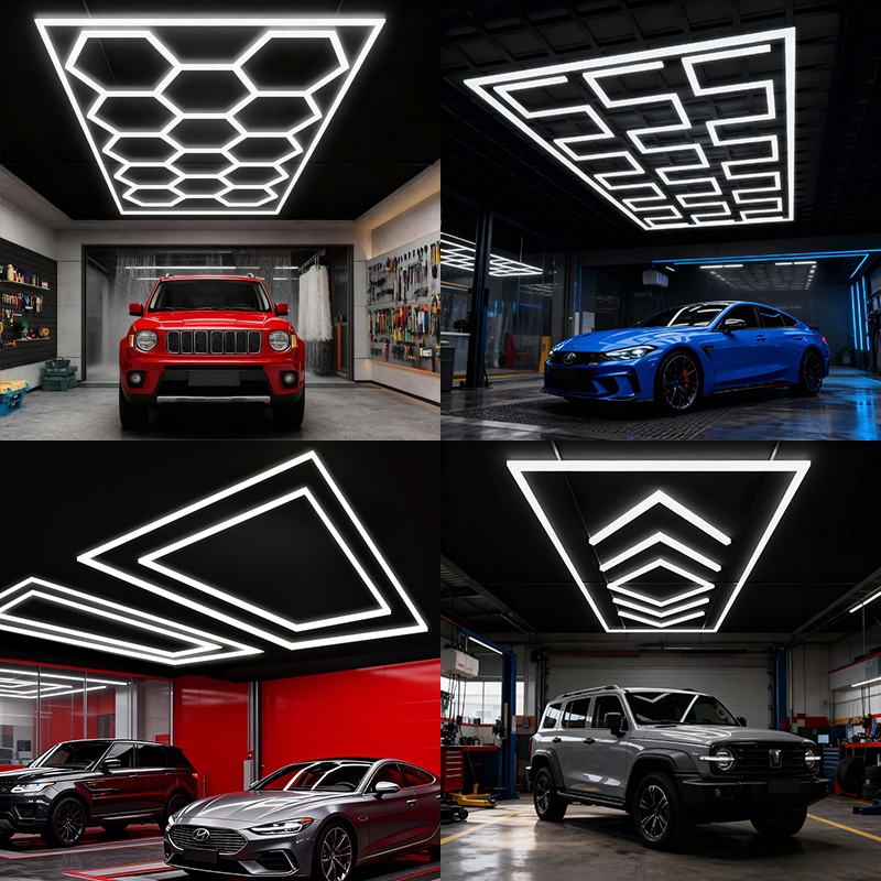 Garansi&COD Lampu Garasi LED Lampu Kantor DIY Lampu Cuci Cahaya Putih 672W Mobile Honey Comb Car Workshop Ceiling Hexagon Lights jte