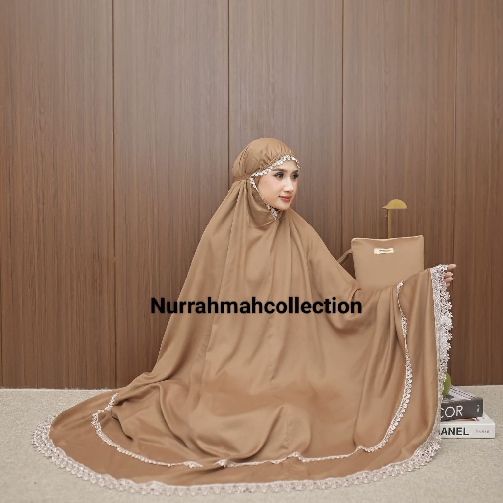 Mukena Dewasa Katun Rayon Twil Polos Kanza Renda Susun