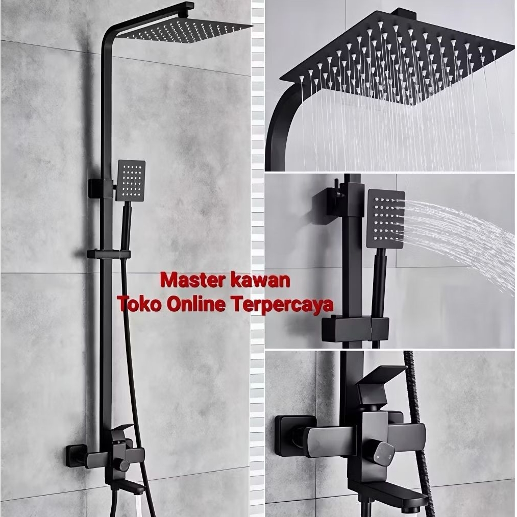 Jual Shower Tiang Column Panas Dingin Hitam /Rain Shower Set BLACK ...
