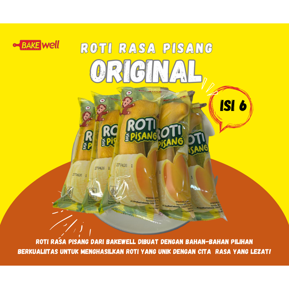 Jual Bakewell Roti Rasa Pisang, isi 6, varian rasa original, cokelat ...