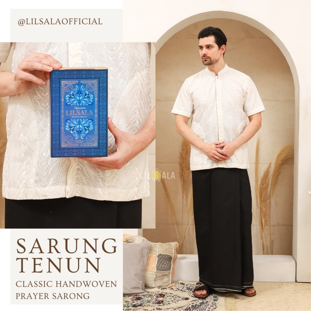 Sarung Tenun Premium LILSALA Kemas Box Eksklusif Motif Garis | Bahan Katun Lembut