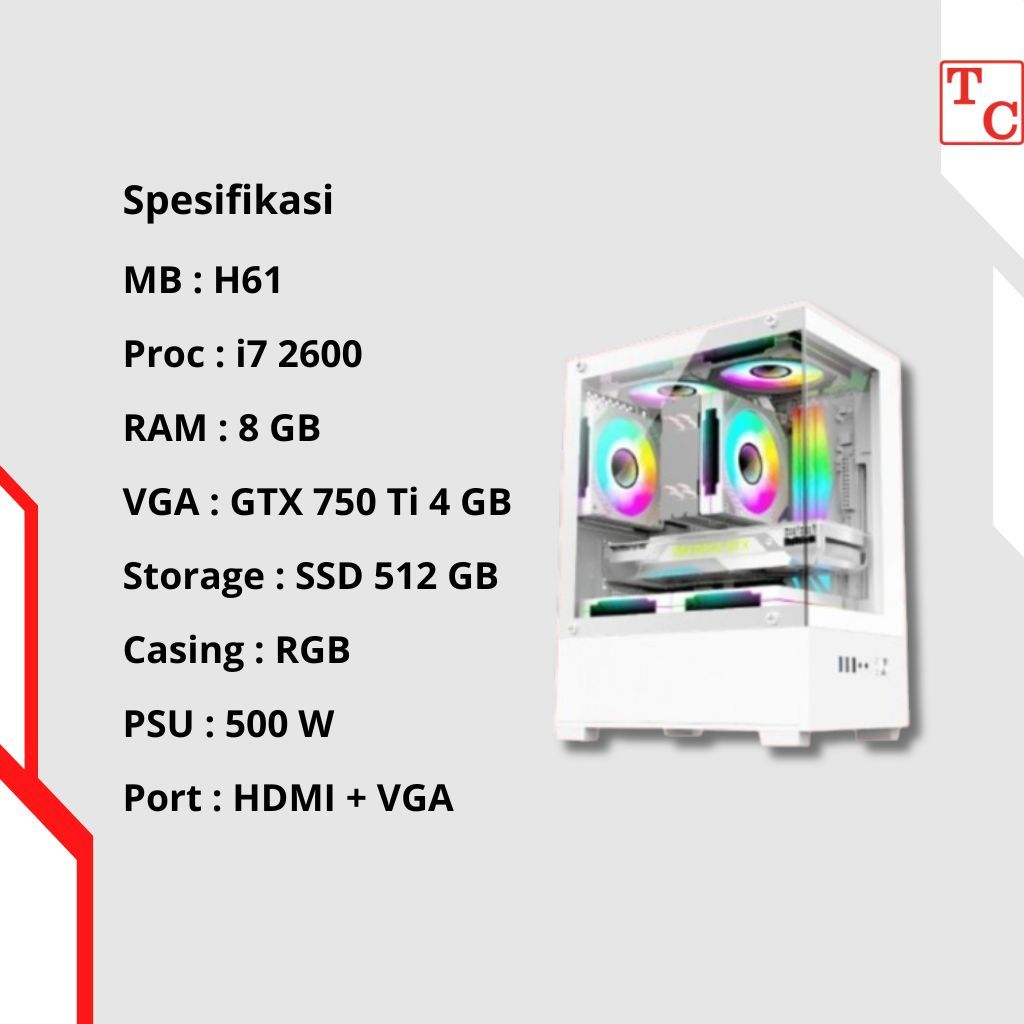 Jual PC GAMING CORE i7 SSD 512 RAM 16GB VGA GTX 750 TI 4GB DDR5