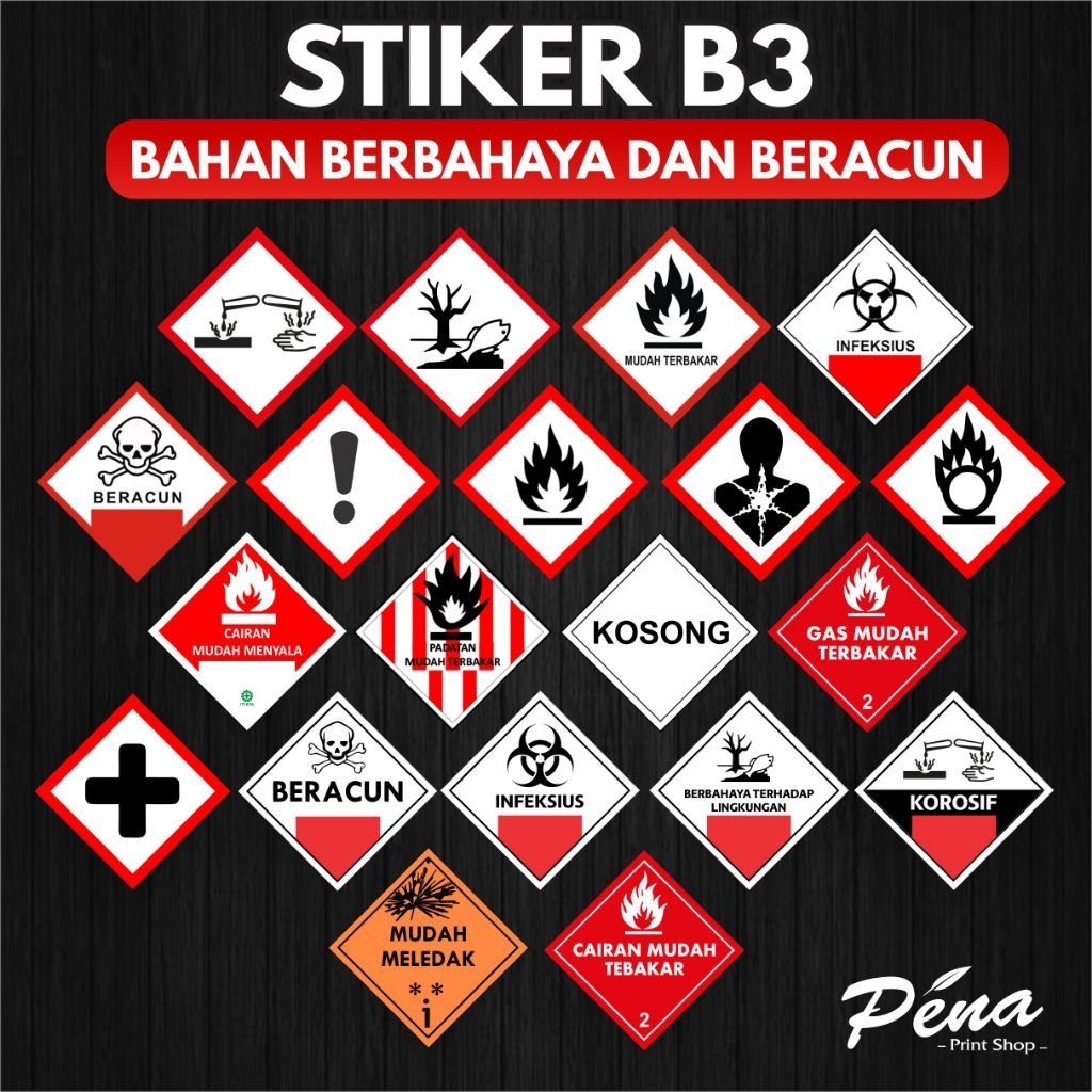 Jual Stiker Label Limbah B3 / Stiker B3 Bahan Berbahaya dan Beracun ...