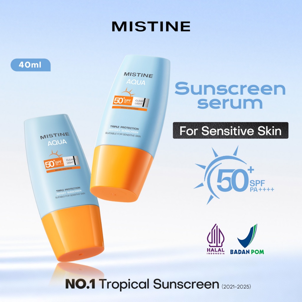Jual MISTINE Aqua Base Triple Protection Watery Face Sunscreen SPF50 ...
