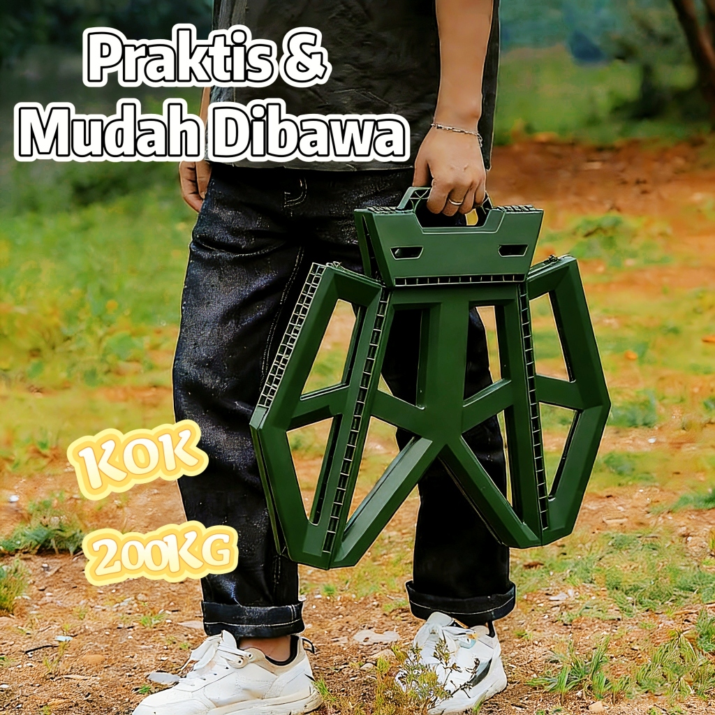 Kursi Lipat Plastik Outdoor - Kursi Piknik & Camping yang Portable dan Kuat, Kapasitas 200kg