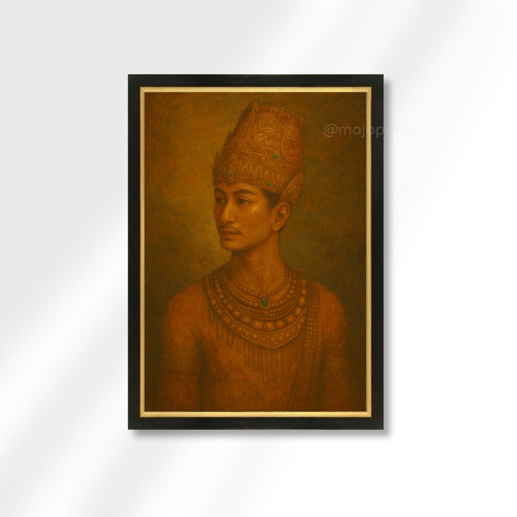 Jual Lukisan Cetak Raja Majapahit Hayam Wuruk Bingkai Kayu Ukuran 45x65 ...