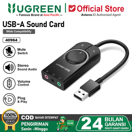 Ugreen USB External Sound Card untuk laptop dan konsol gaming