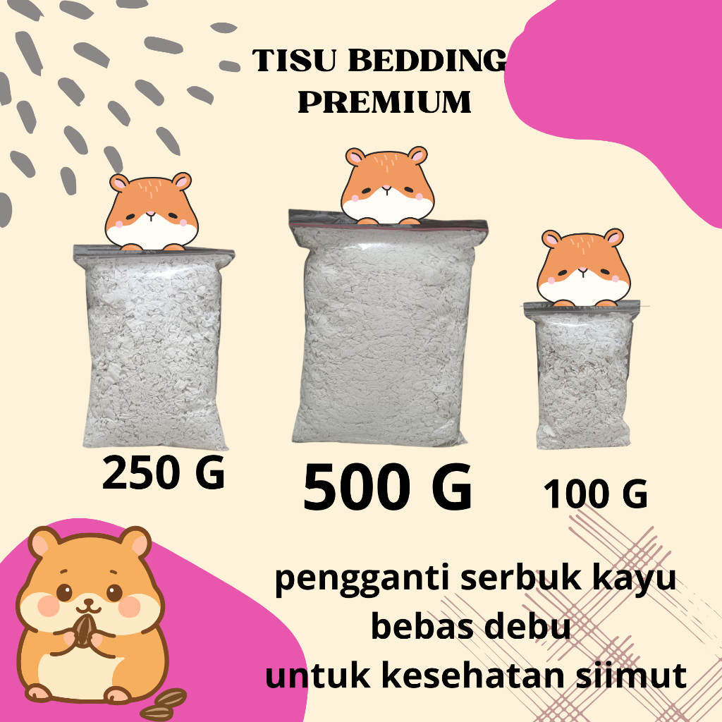 Tissue bedding hamster 500 gram - Alas Kandang Hamster premium | pengganti serbuk kayu | tisu bedding